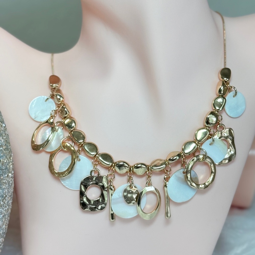 Gold and White Charm Necklace - Picture 9 of 9